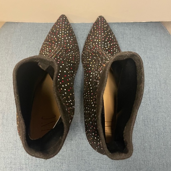INC Black Rhinestone Padded Bray Pointed Toe Stiletto Booties size 10 - Picture 7 of 12